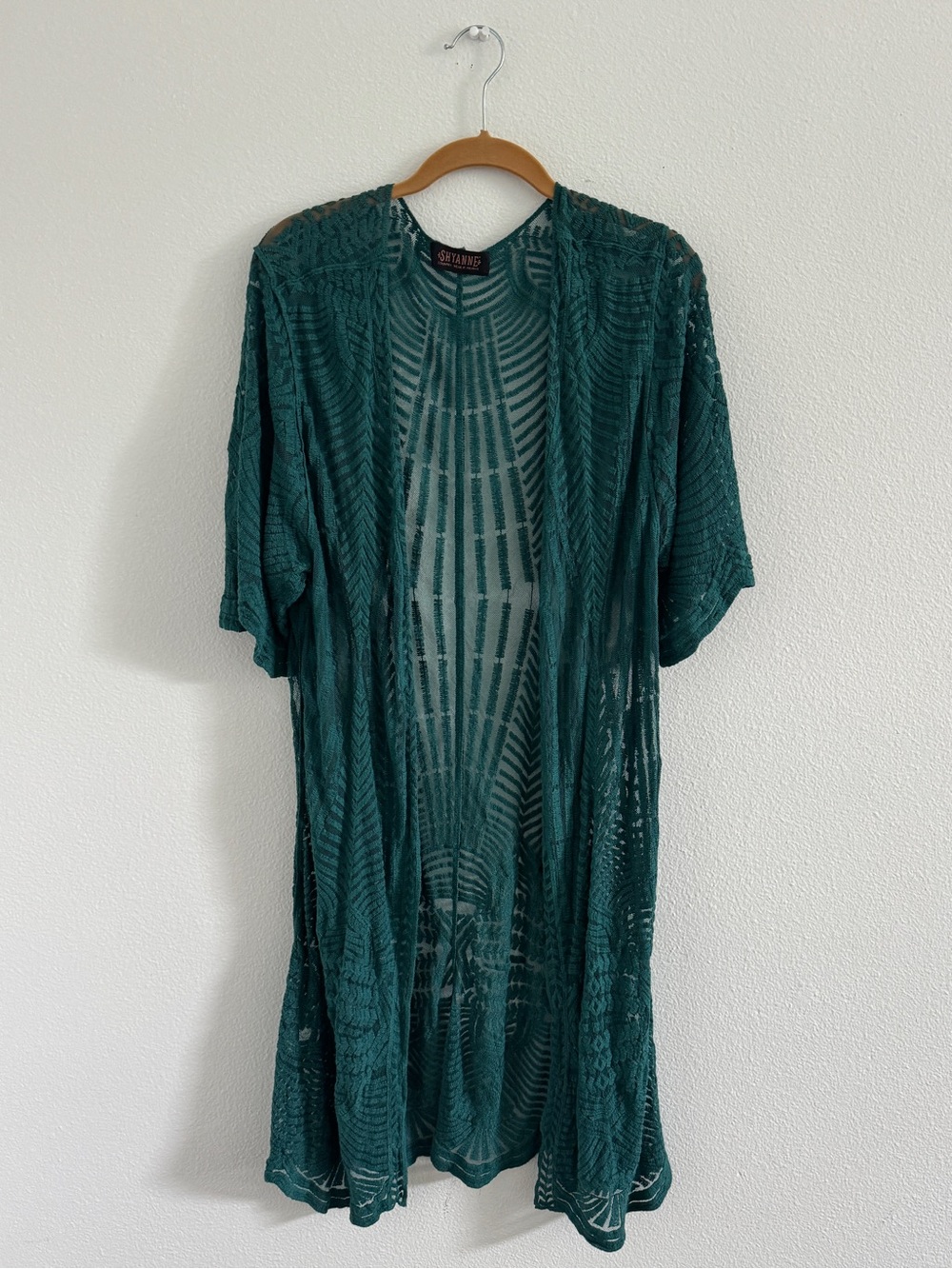 Shyanne Teal Lace Long Duster Kimono Boho Western